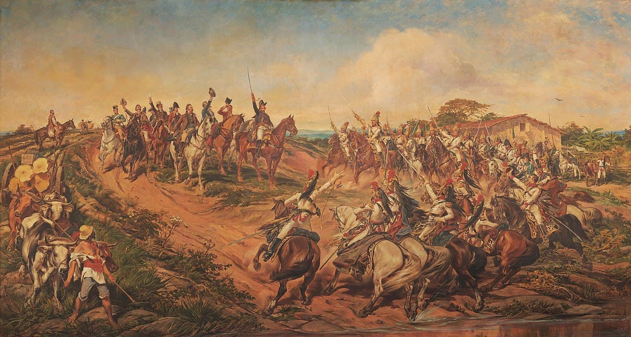 Independência ou Morte, por Pedro Américo, óleo sobre tela, 1888. Exposta no Museu Paulista. Foto: Pedro Américo, Public domain, via Wikimedia Commons.